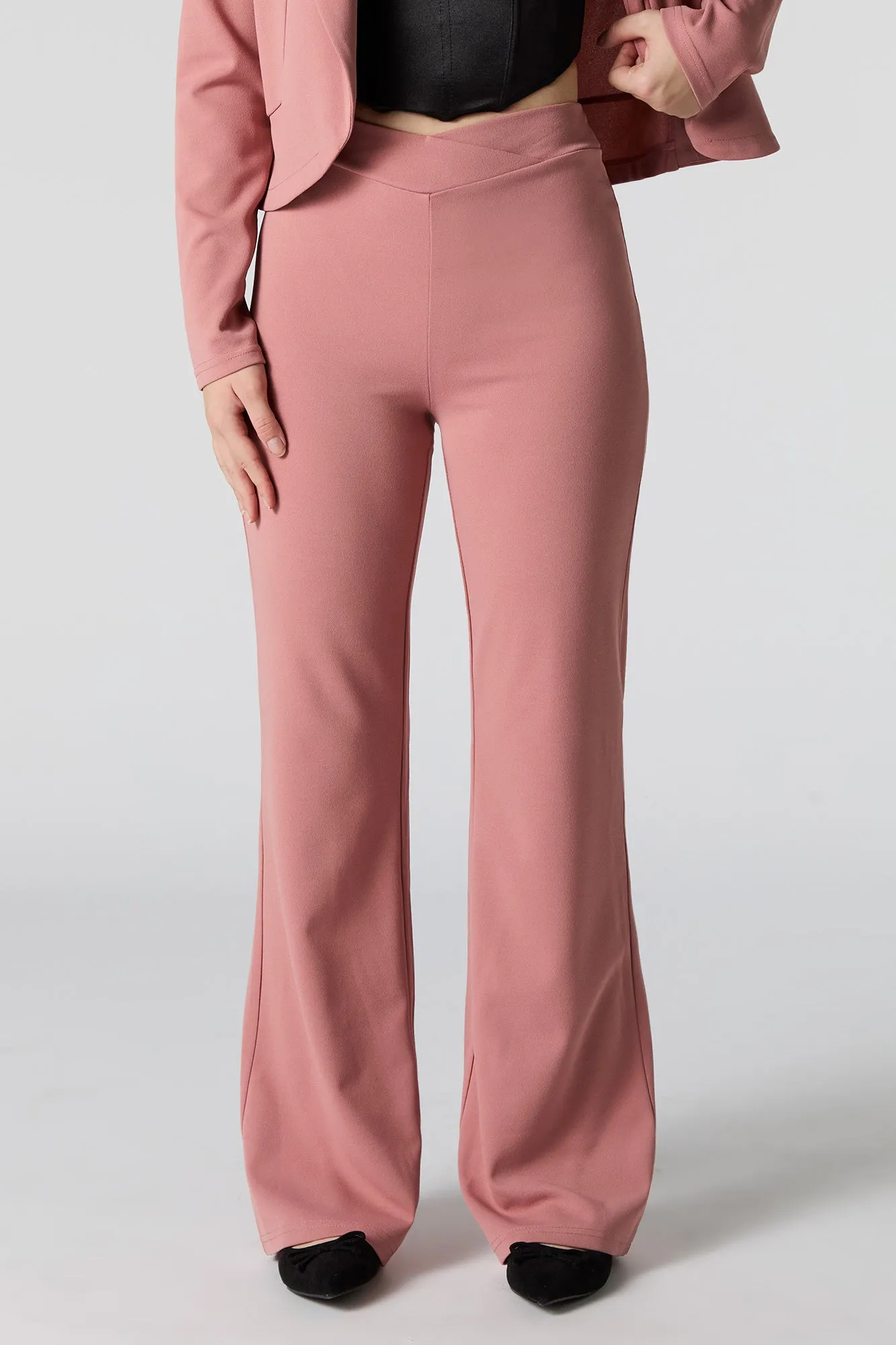 Crepe V Waist Wide Leg Dress Pant