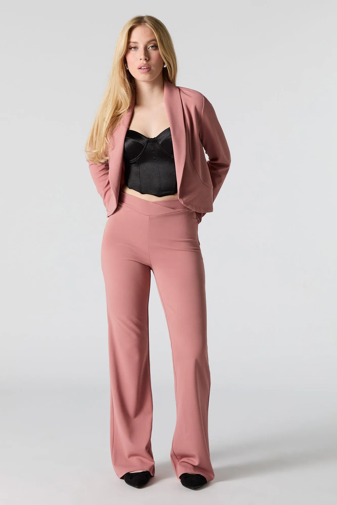 Crepe V Waist Wide Leg Dress Pant