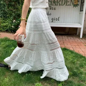 Cut-out White Maxi Skirt