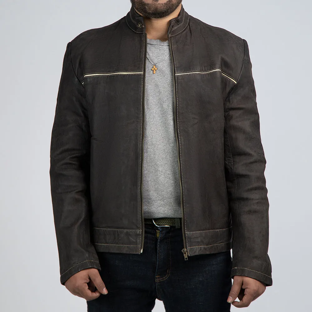 Dark Brown Suede Biker Jacket