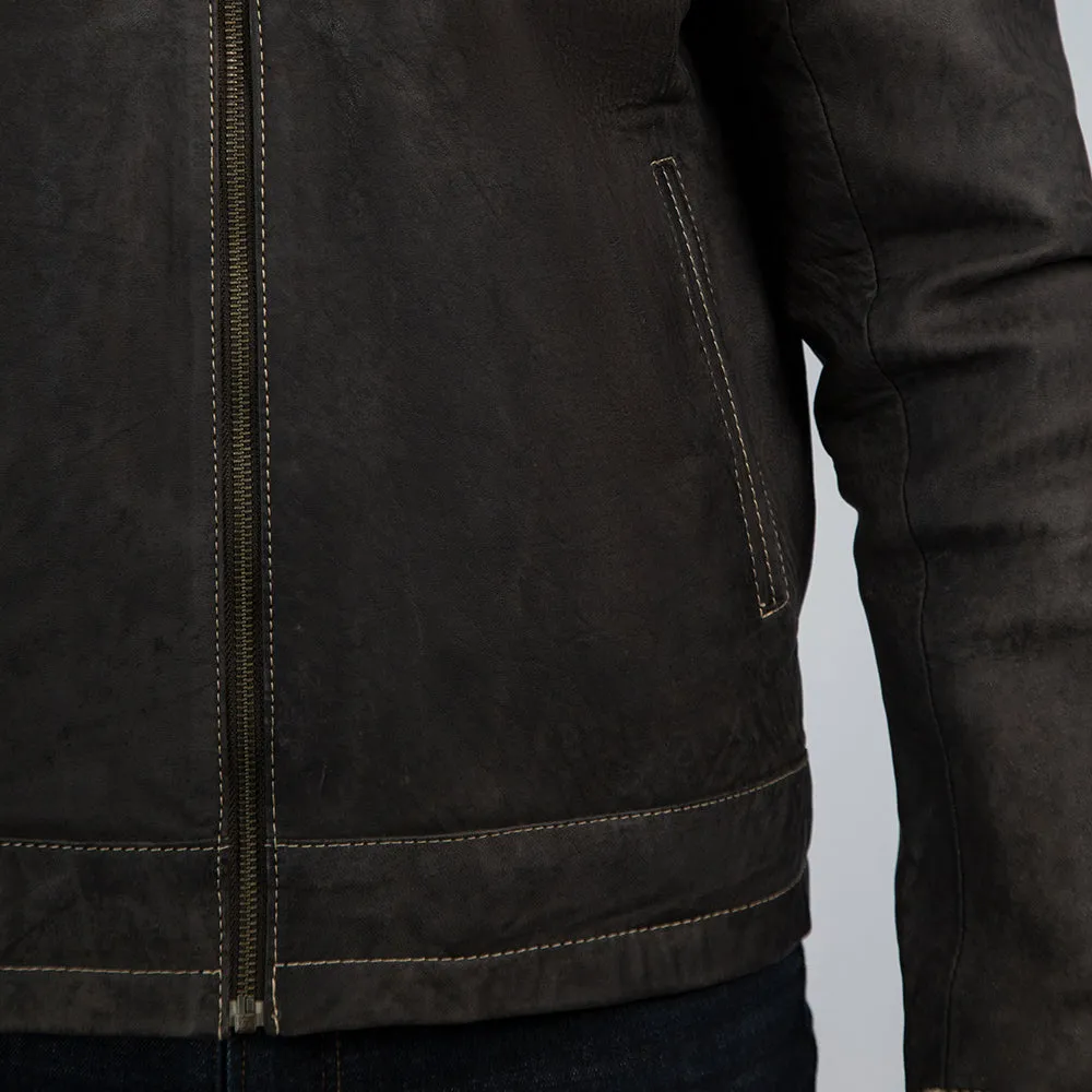 Dark Brown Suede Biker Jacket