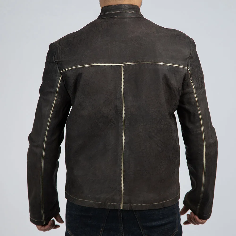 Dark Brown Suede Biker Jacket