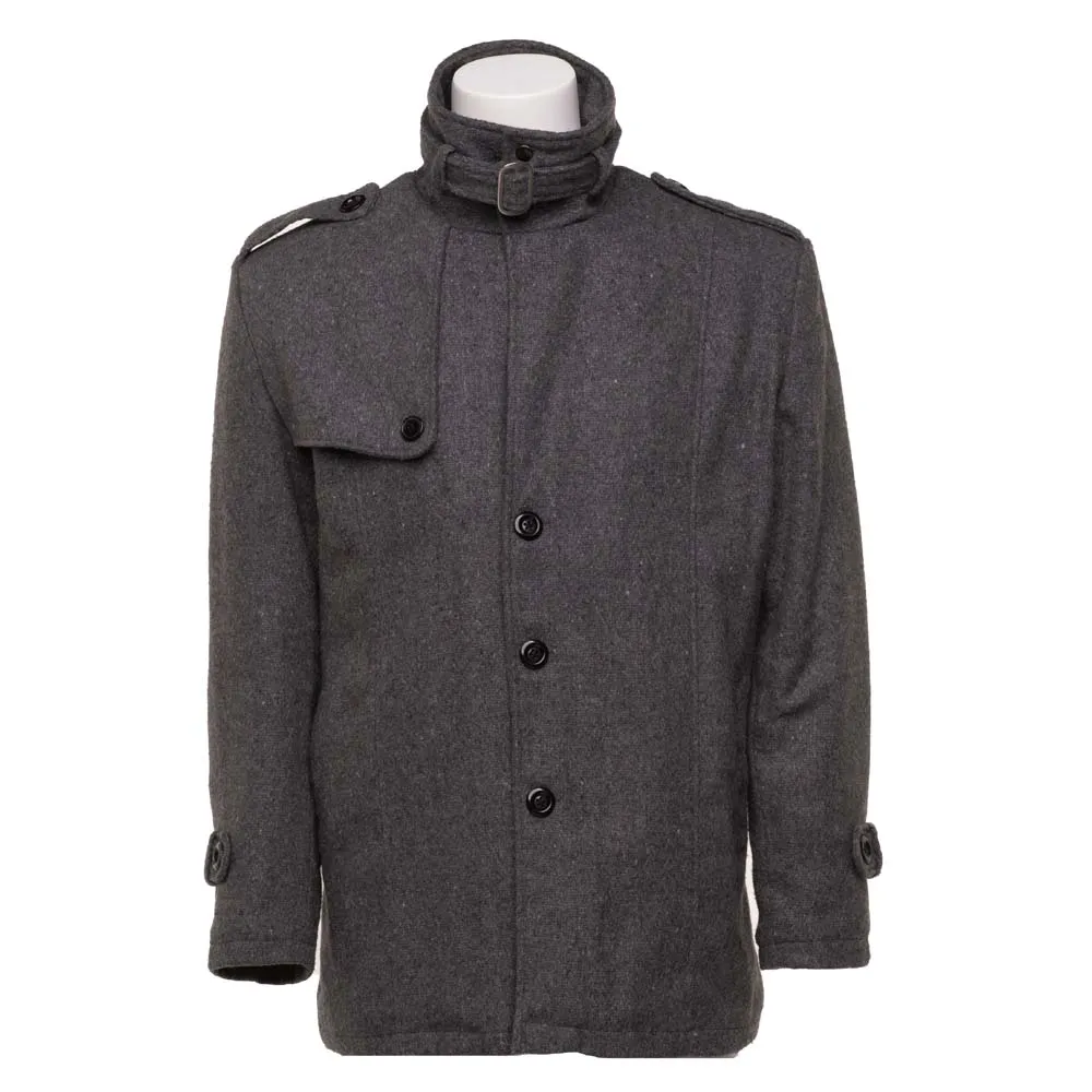 Deon John's Grey wool coat with epaulettes