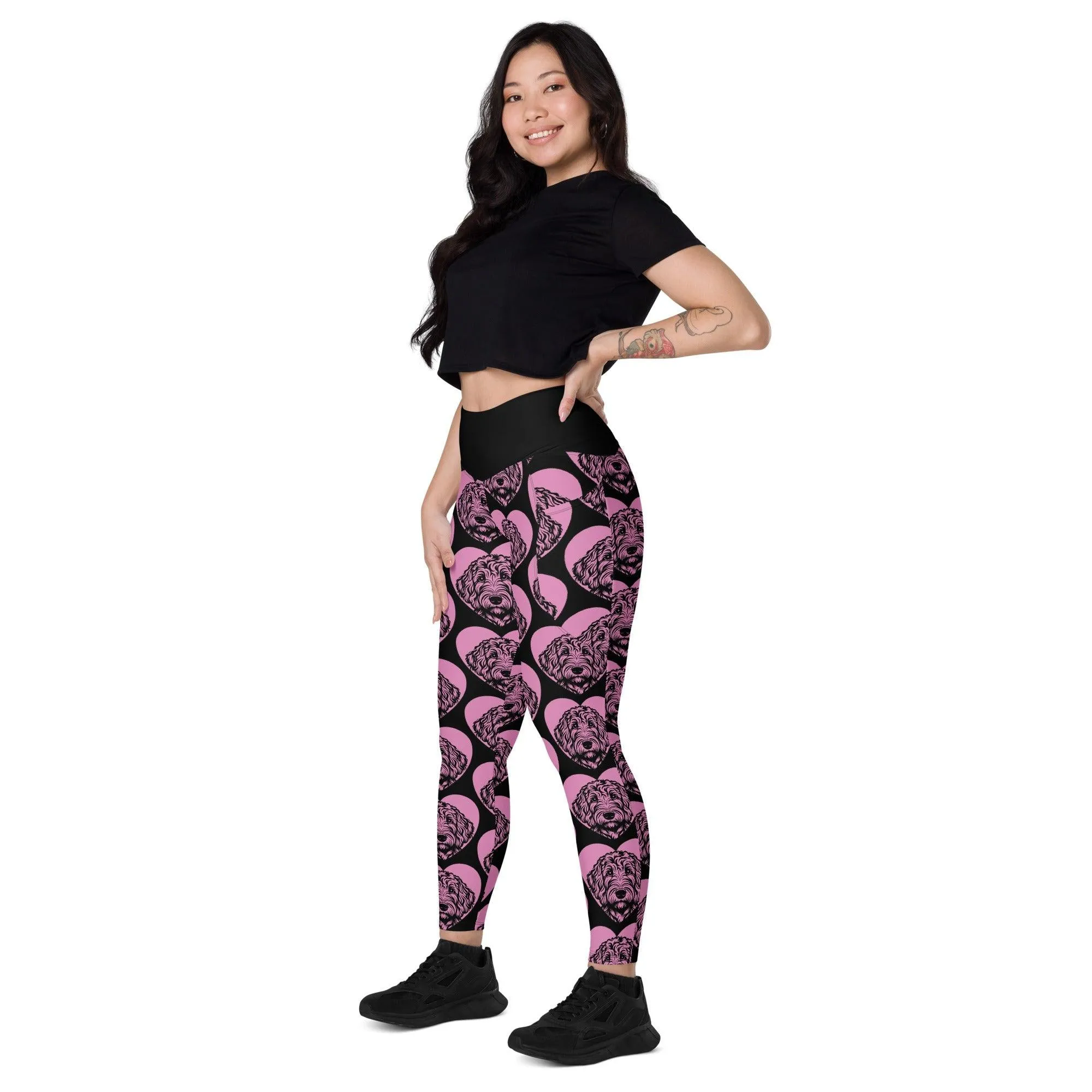 DOG BREED LEGGINGS with pockets - LABRADOODLE - HERTTAHOUND - pink