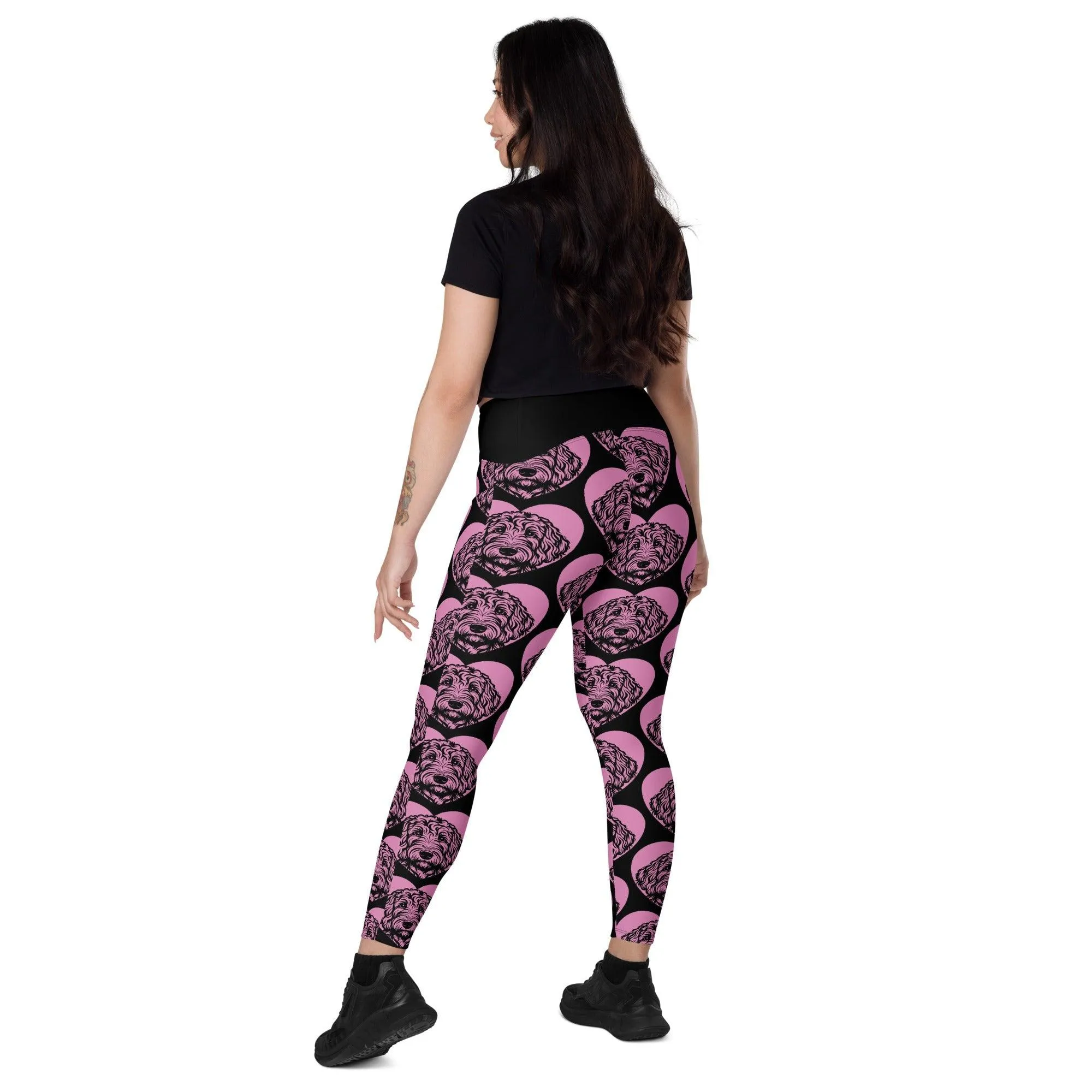 DOG BREED LEGGINGS with pockets - LABRADOODLE - HERTTAHOUND - pink