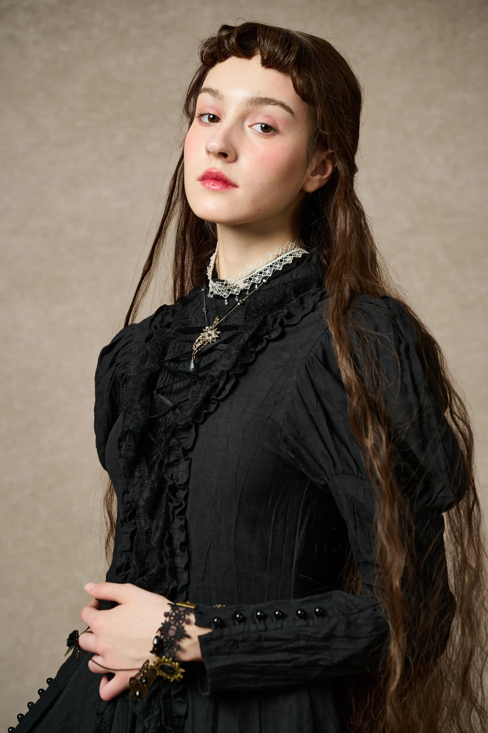 Elizabeth 15 | Black Victorian Linen Dress