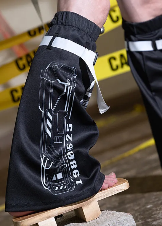 Error Code Cyberpunk Tech Black White Leg Warmer