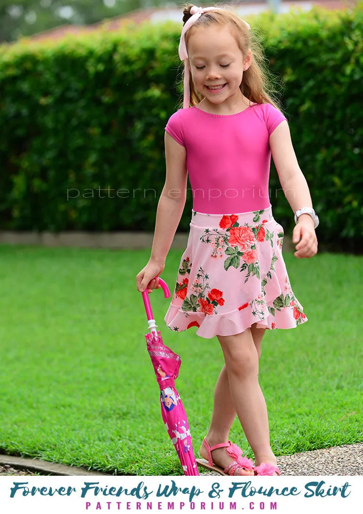 Forever Friends | Girls Wrap & Flounce Skirt Sewing Pattern