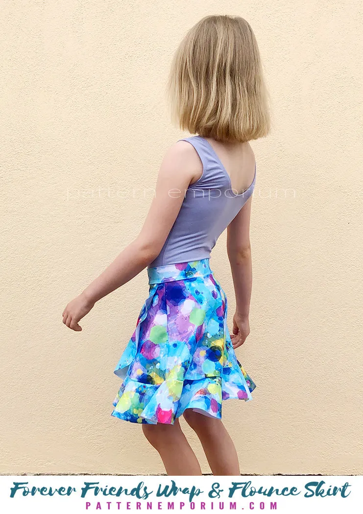 Forever Friends | Girls Wrap & Flounce Skirt Sewing Pattern