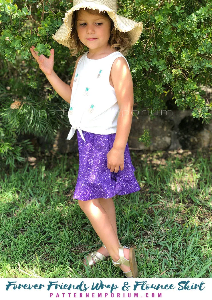 Forever Friends | Girls Wrap & Flounce Skirt Sewing Pattern