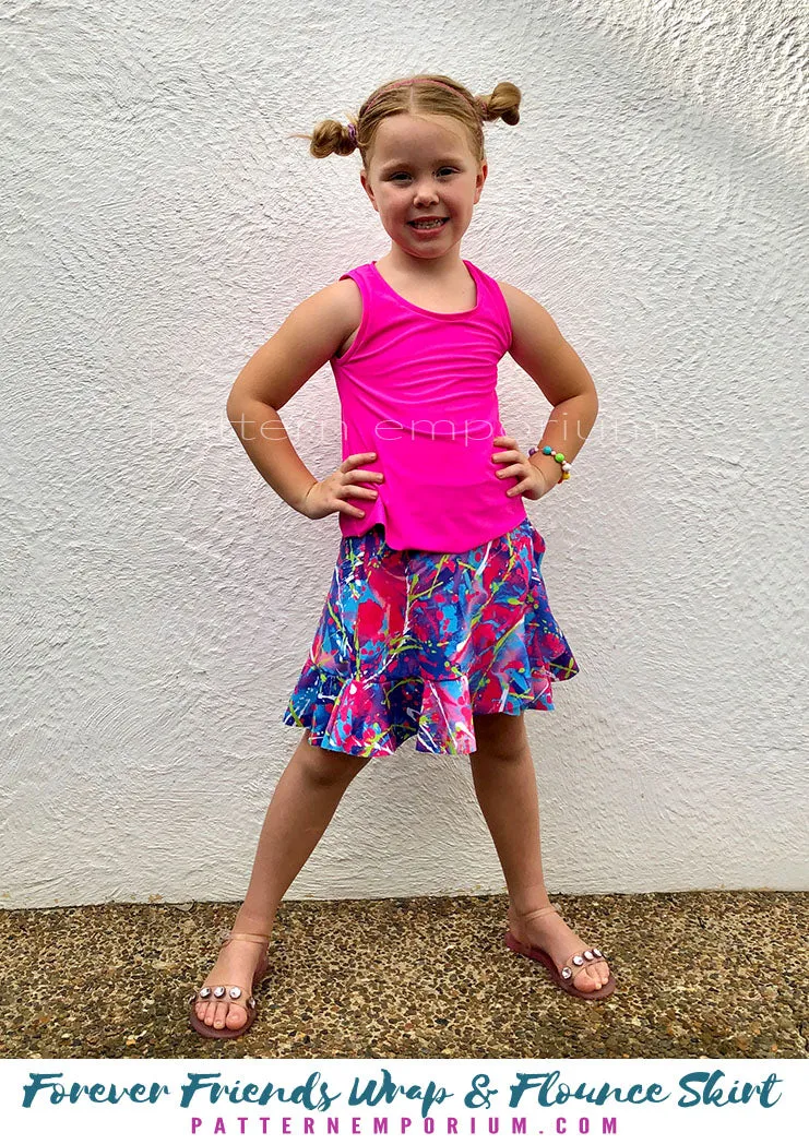 Forever Friends | Girls Wrap & Flounce Skirt Sewing Pattern