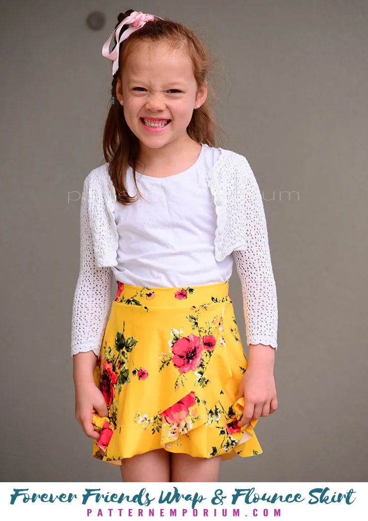 Forever Friends | Girls Wrap & Flounce Skirt Sewing Pattern