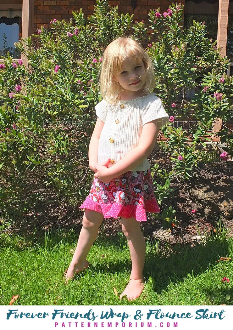 Forever Friends | Girls Wrap & Flounce Skirt Sewing Pattern