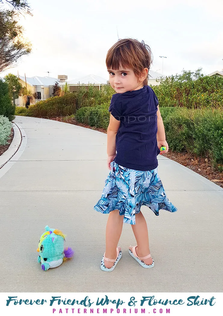 Forever Friends | Girls Wrap & Flounce Skirt Sewing Pattern