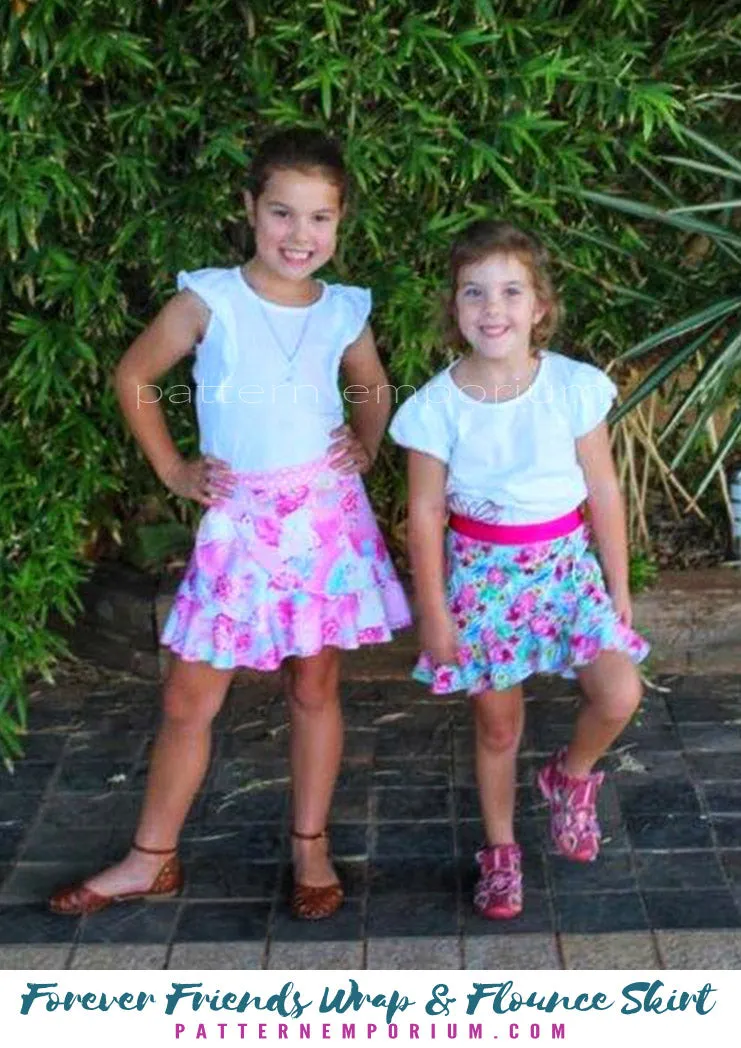 Forever Friends | Girls Wrap & Flounce Skirt Sewing Pattern