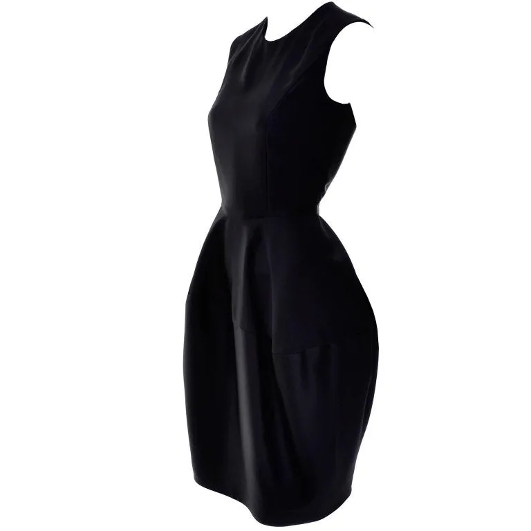 F/W 2008 YSL Yves Saint Laurent Black Satin Dress w/ Balloon Skirt