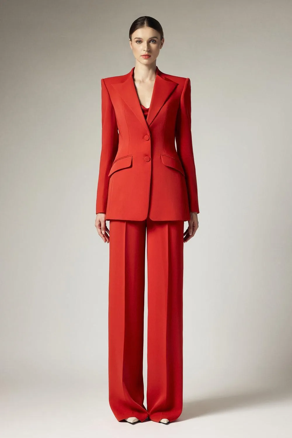 Gina Structured Peak Lapel Crepe Blazer