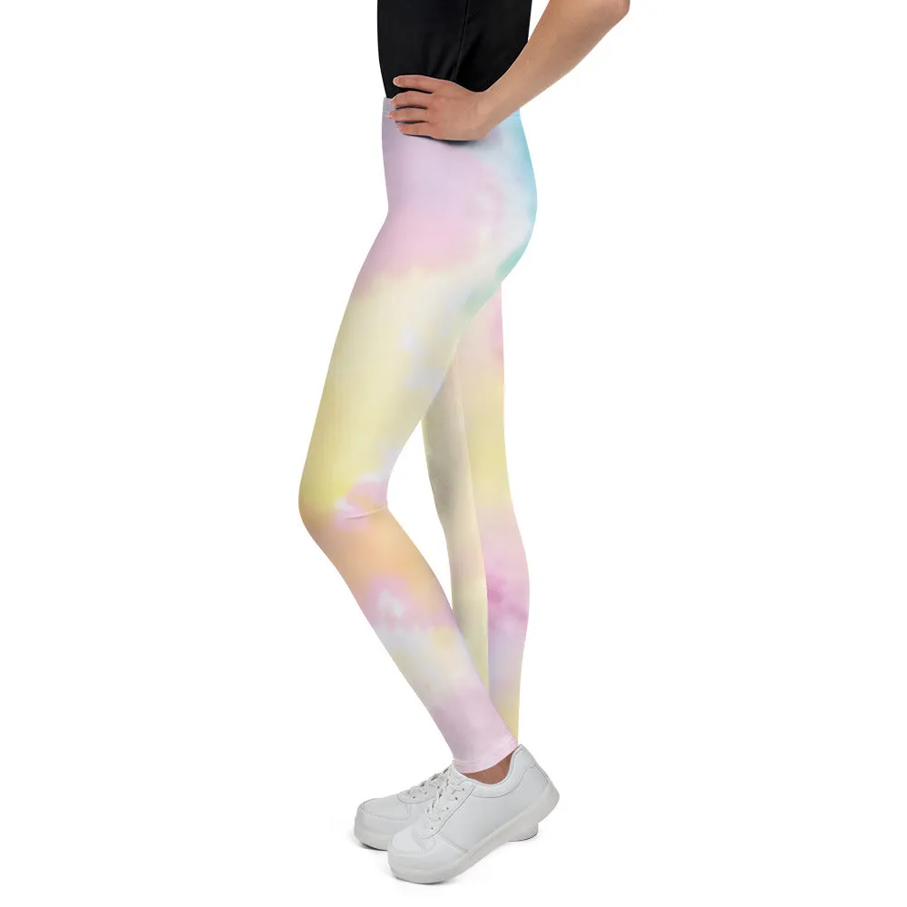 Girls’ Leggings -  Pink and Yellow Tie Dye Patterns, Pink Lemonade Dreams