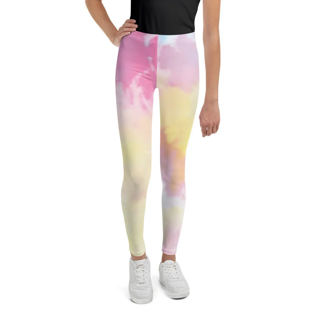 Girls’ Leggings -  Pink and Yellow Tie Dye Patterns, Pink Lemonade Dreams