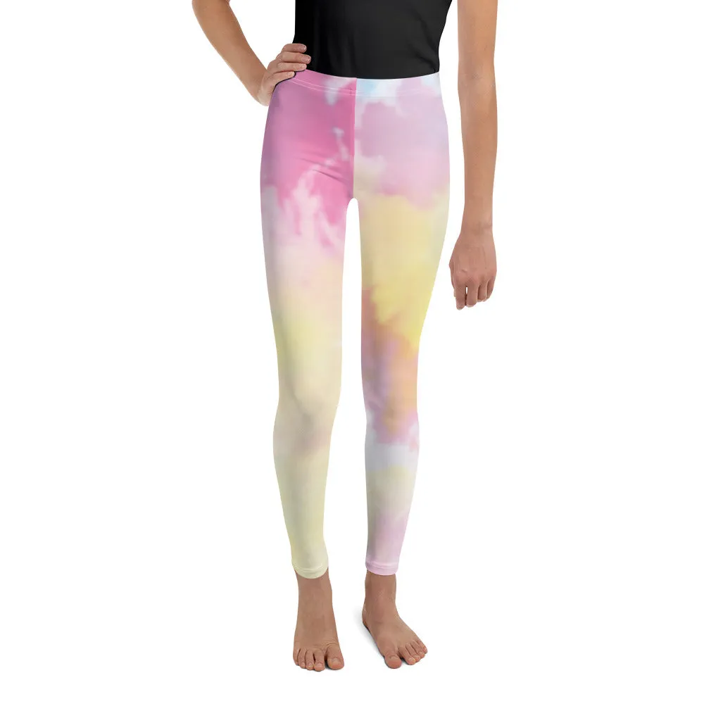 Girls’ Leggings -  Pink and Yellow Tie Dye Patterns, Pink Lemonade Dreams