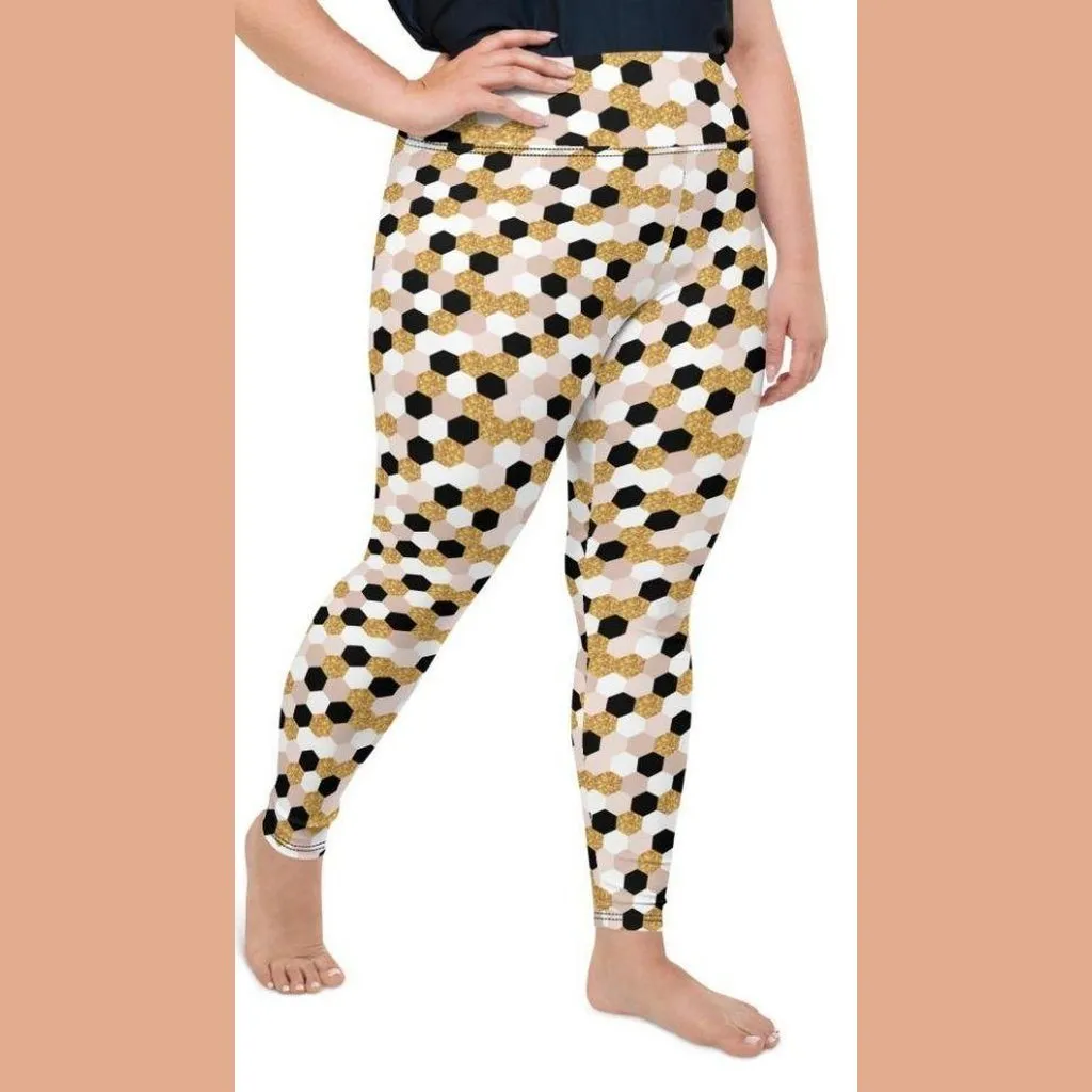 Glittery Print Plus Size Leggings