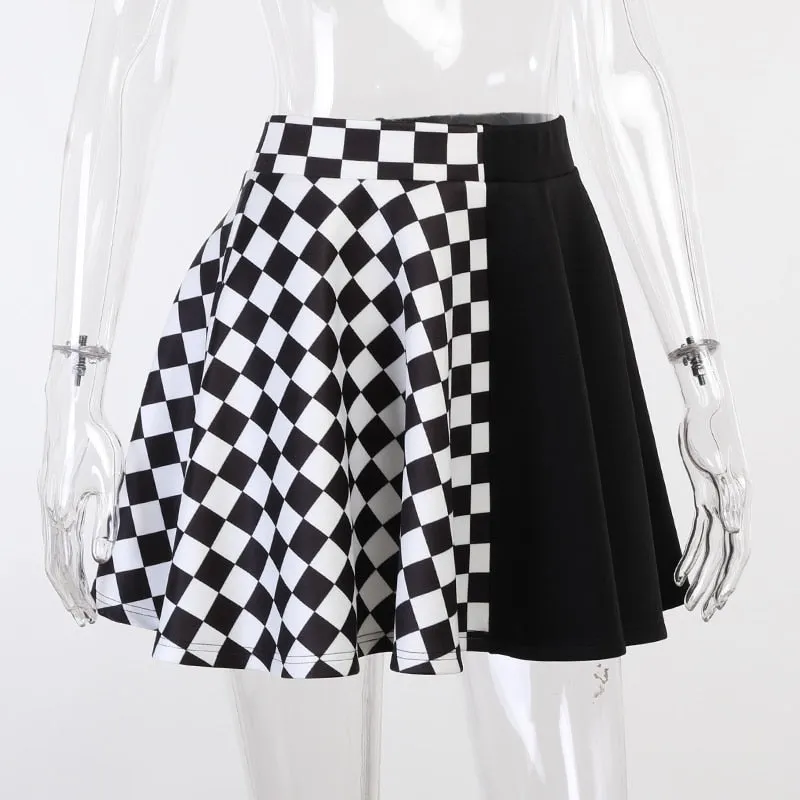 Gothic Plaid A Line Mini Skirt