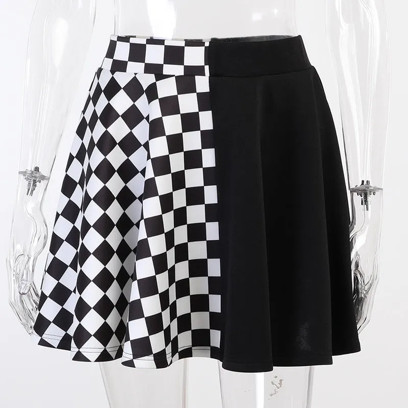 Gothic Plaid A Line Mini Skirt