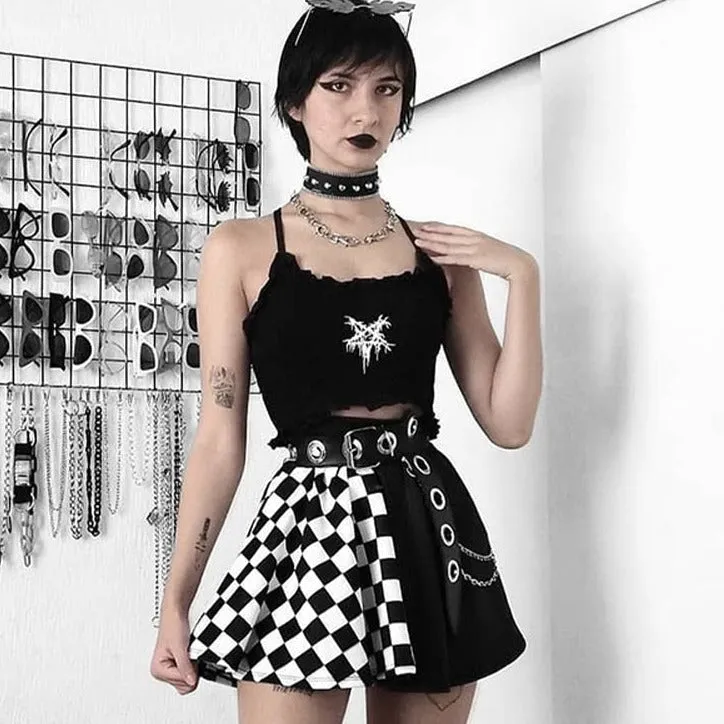 Gothic Plaid A Line Mini Skirt