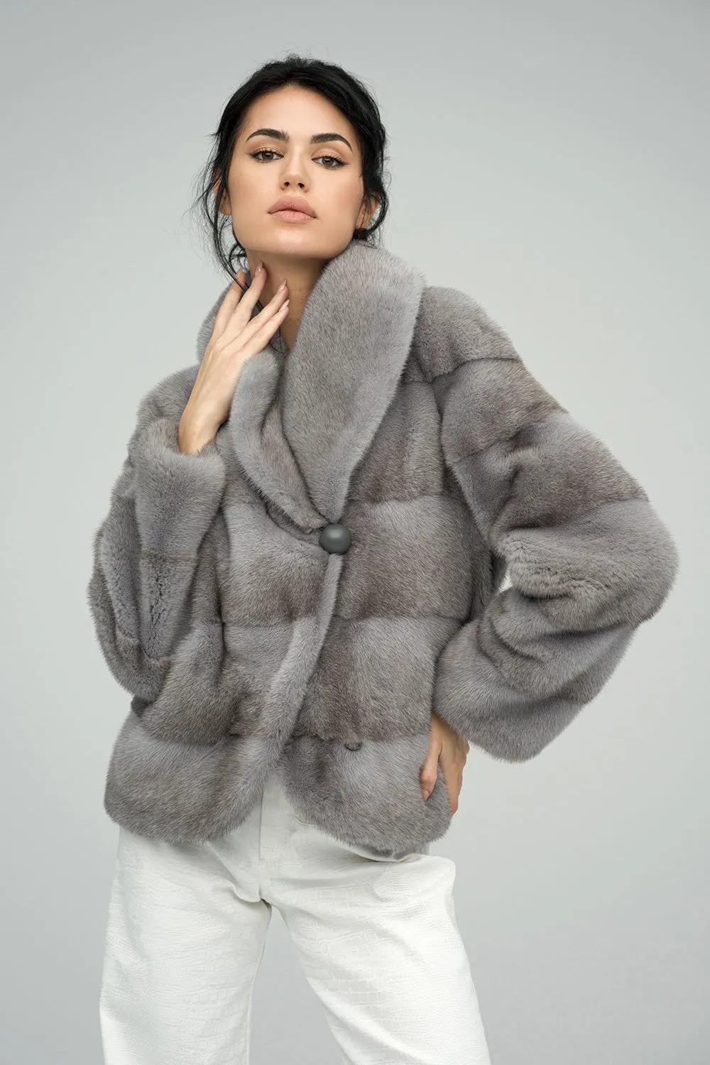 Gray Fashionista Mink Fur Coat