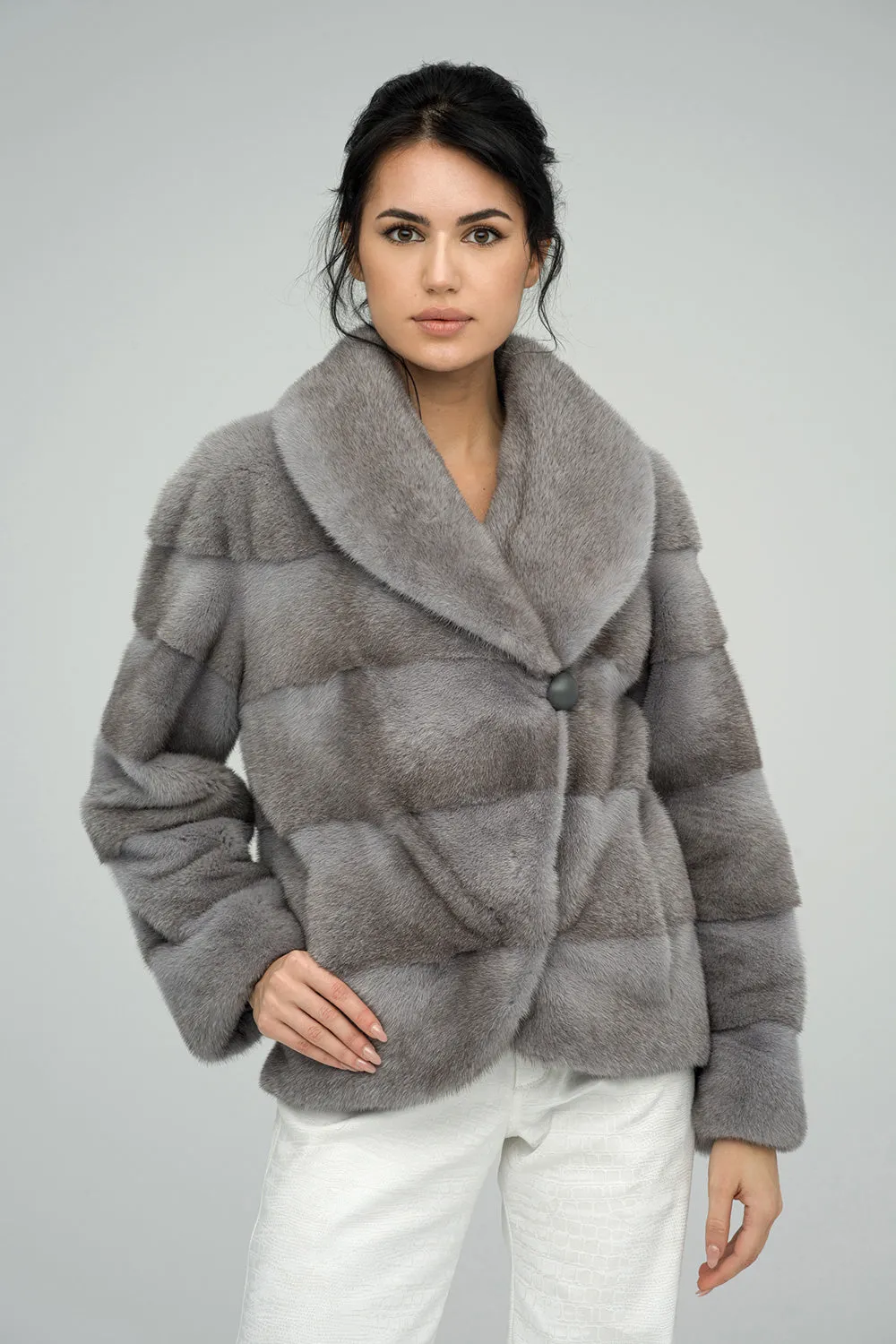 Gray Fashionista Mink Fur Coat