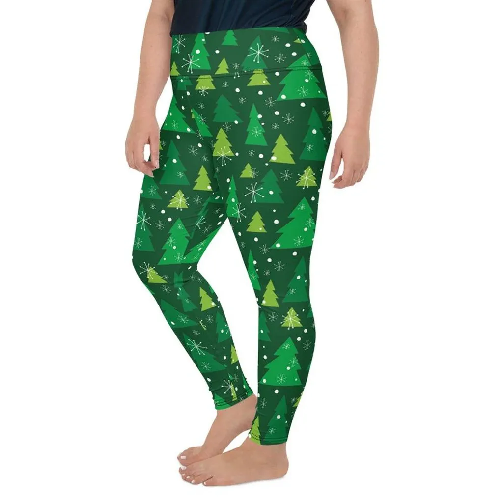 Green Forest Christmas Plus Size Leggings