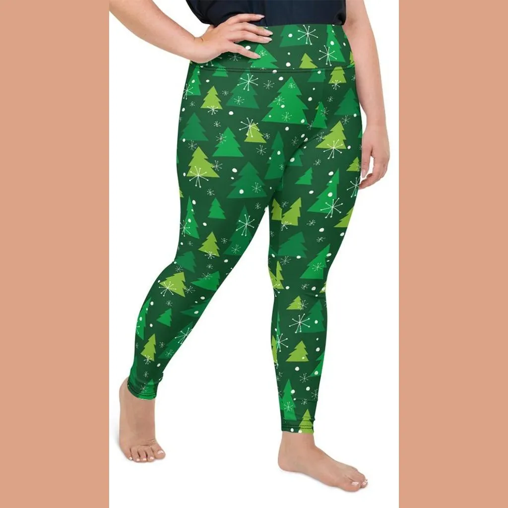 Green Forest Christmas Plus Size Leggings