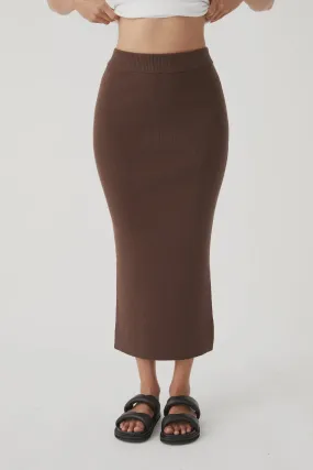 Harper Organic Knit Skirt - Chocolate