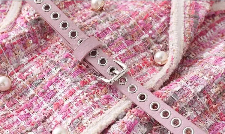 HEYFANCYSTYLE Pink Tweed Cape Coat