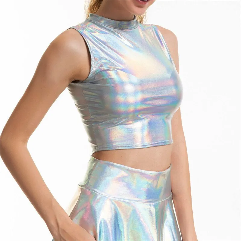 Holographic Silver Two Piece Set