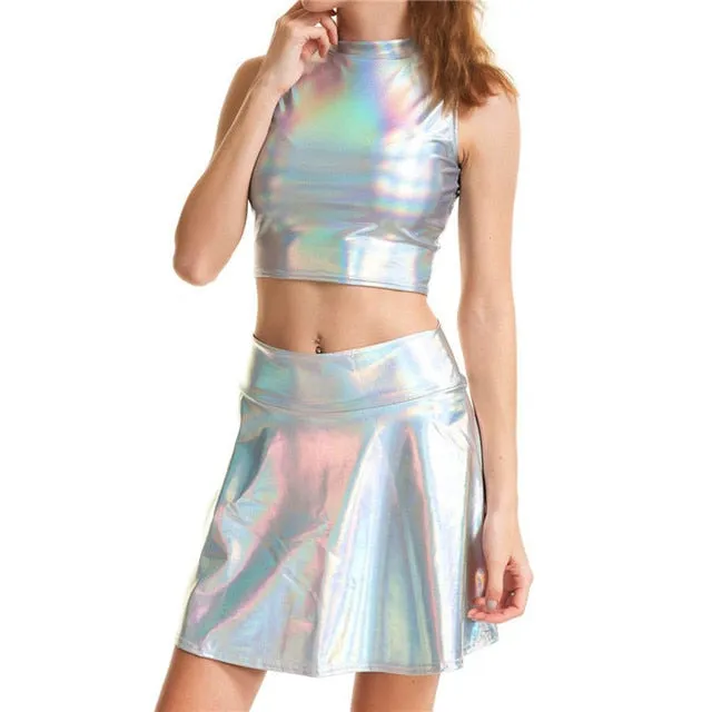 Holographic Silver Two Piece Set