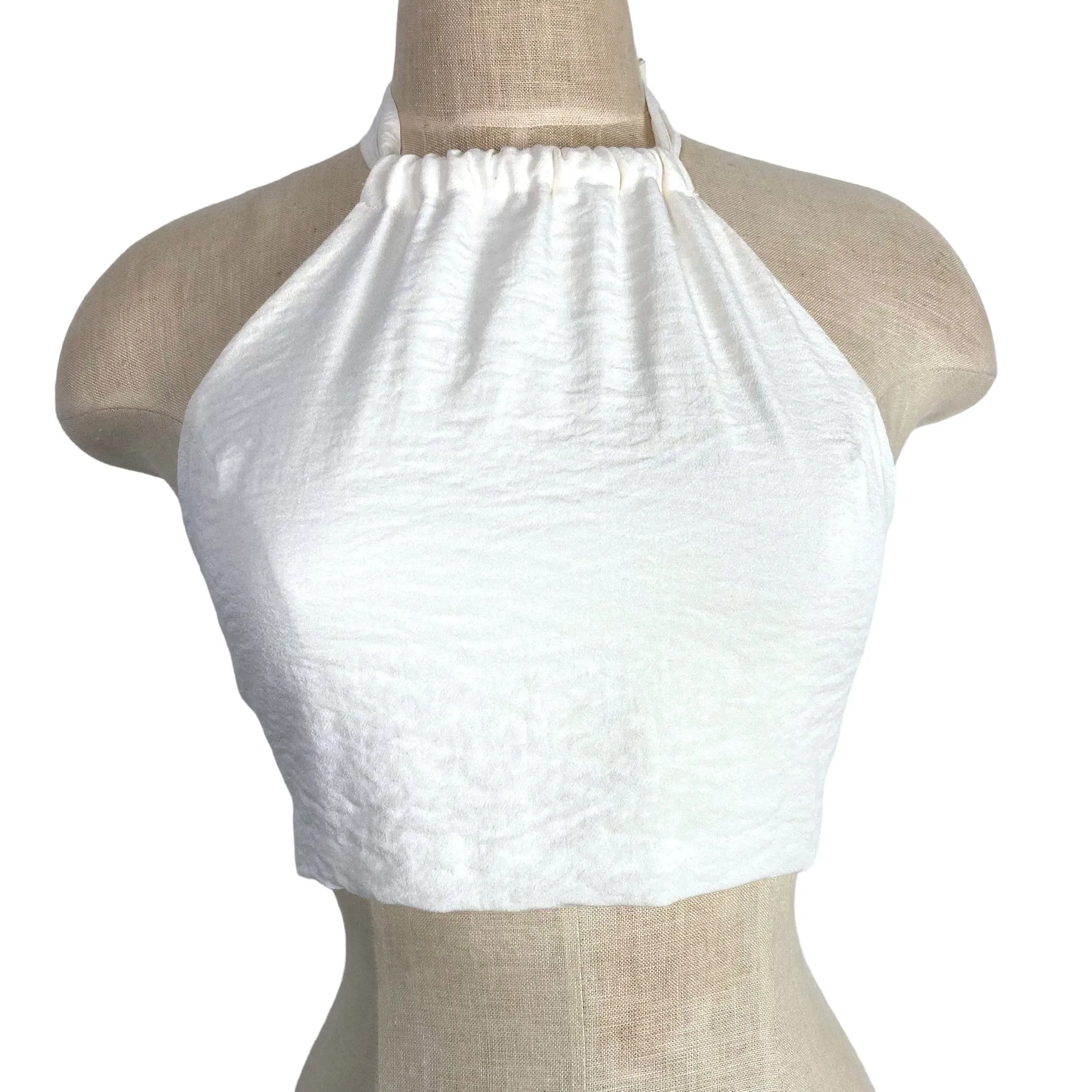 Honey Belle Ivory Halter Tie Back Crop Top- Size S