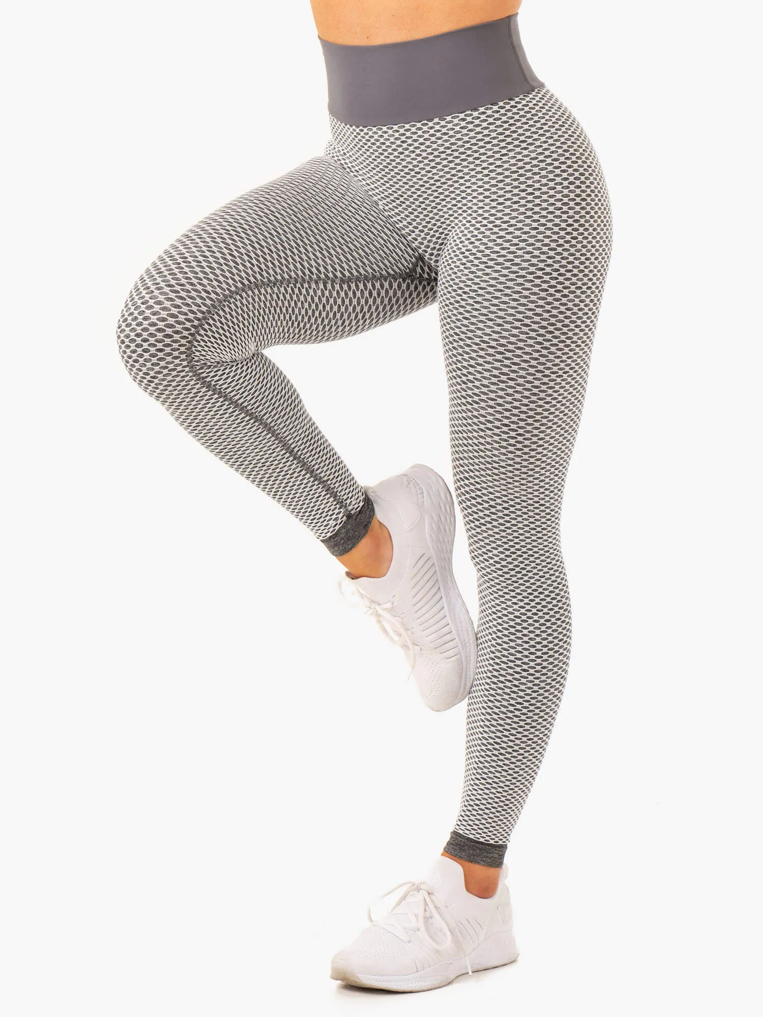 Honeycomb Scrunch Seamless Leggings - Grey Marl