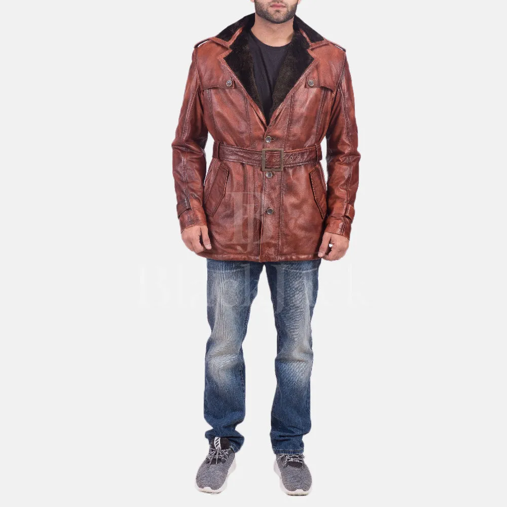 Hunter Distressed Brown Fur Leather Coat