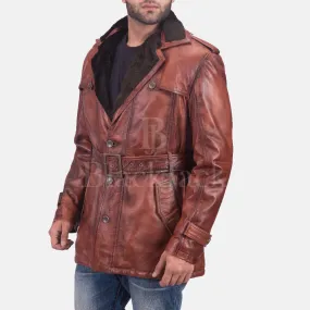 Hunter Distressed Brown Fur Leather Coat