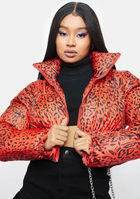 Huntress Leopard Print Puffer Jacket