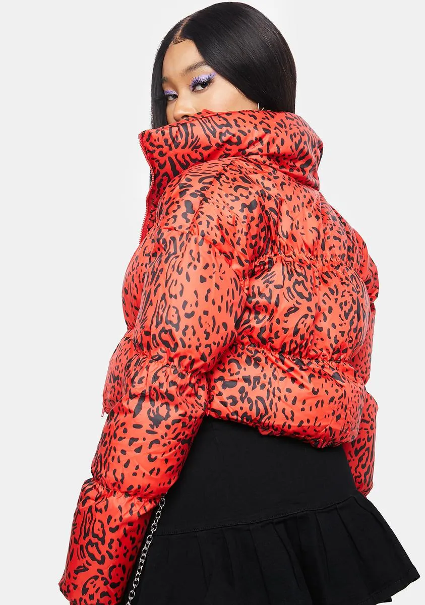 Huntress Leopard Print Puffer Jacket