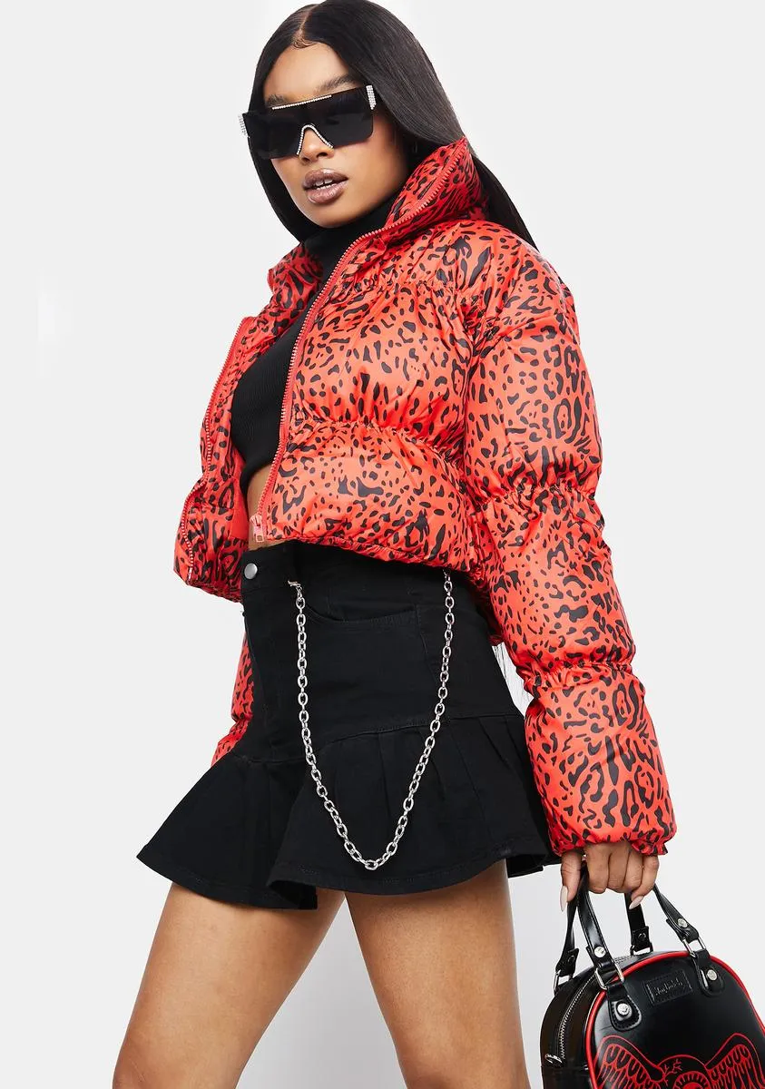 Huntress Leopard Print Puffer Jacket