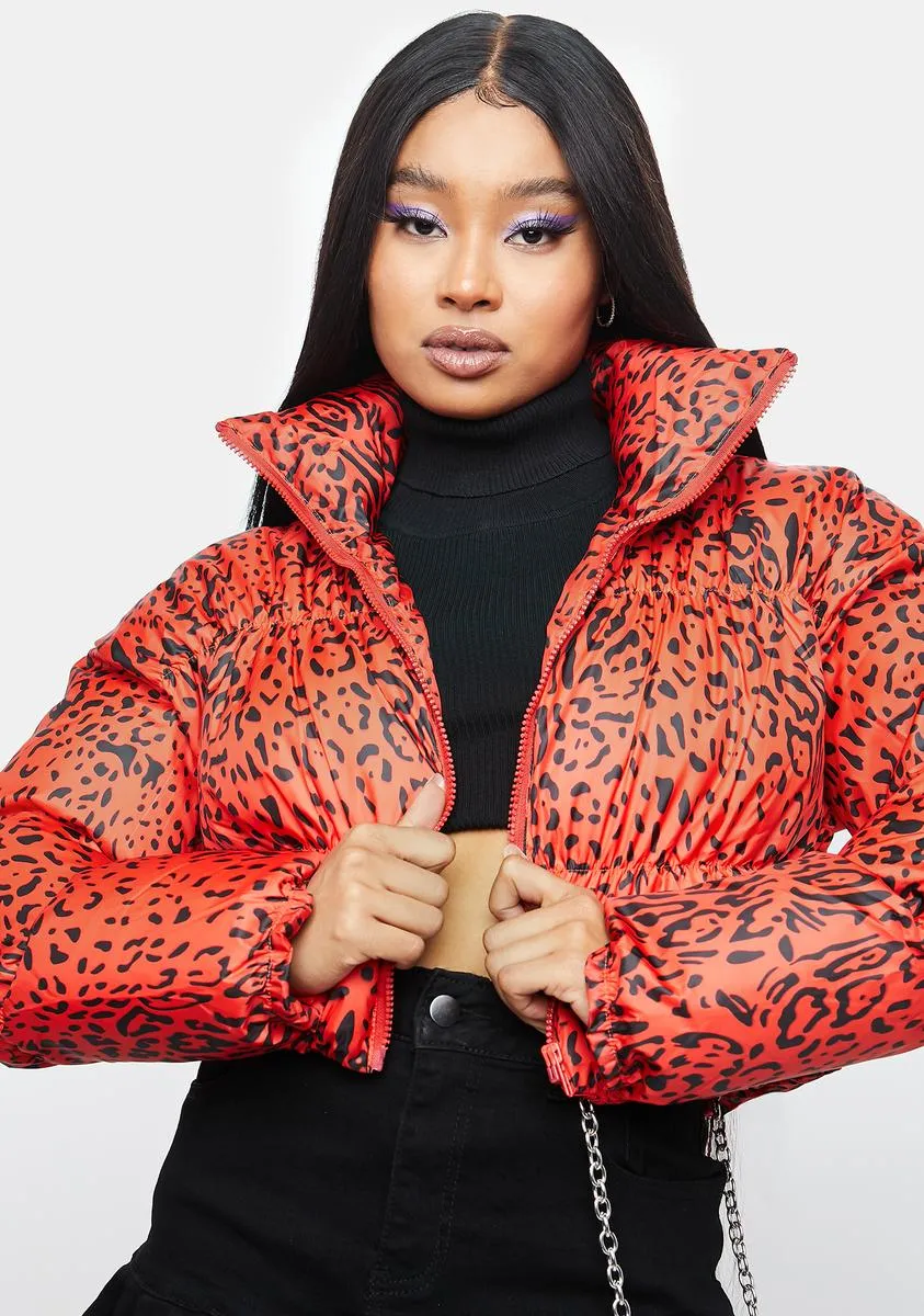 Huntress Leopard Print Puffer Jacket