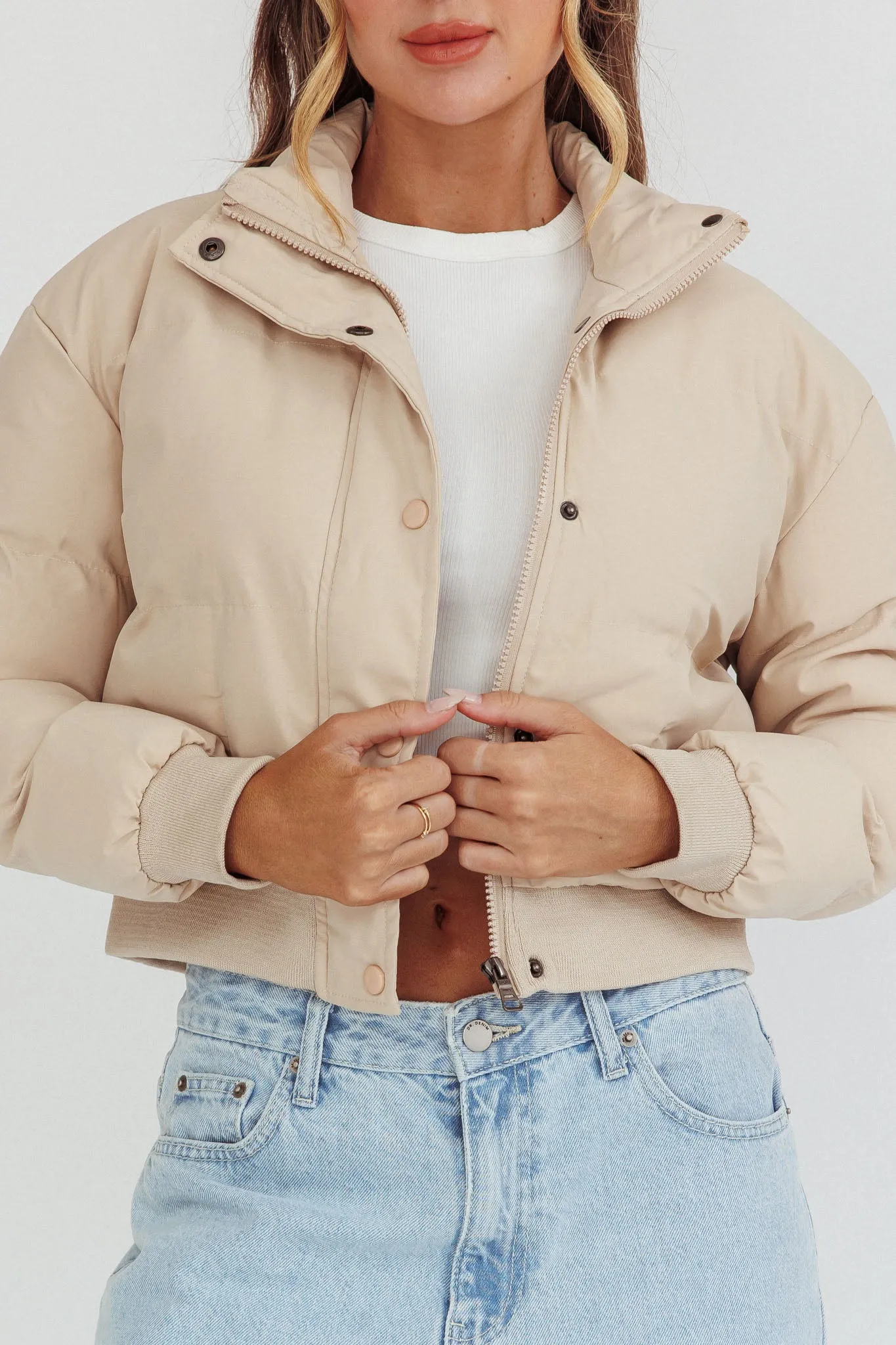 Infatuation Cropped Puffer Jacket White