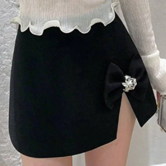 Jimena Spliced Bow Mini Skirts