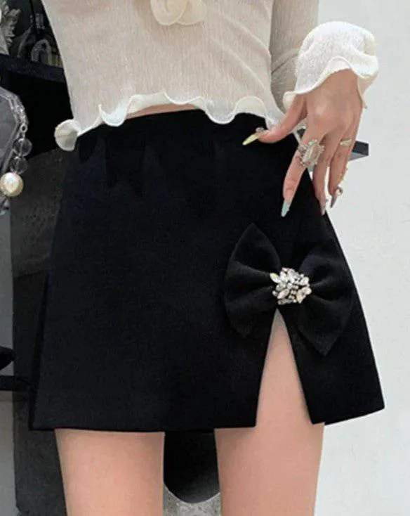 Jimena Spliced Bow Mini Skirts