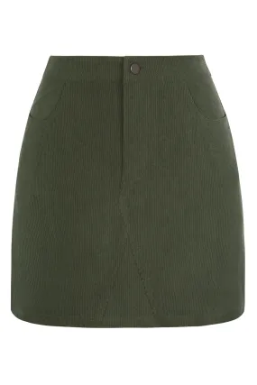 KK Women Corduroy Skirt Casual Elastic Waist Mid-Thigh Length Bodycon Skirt