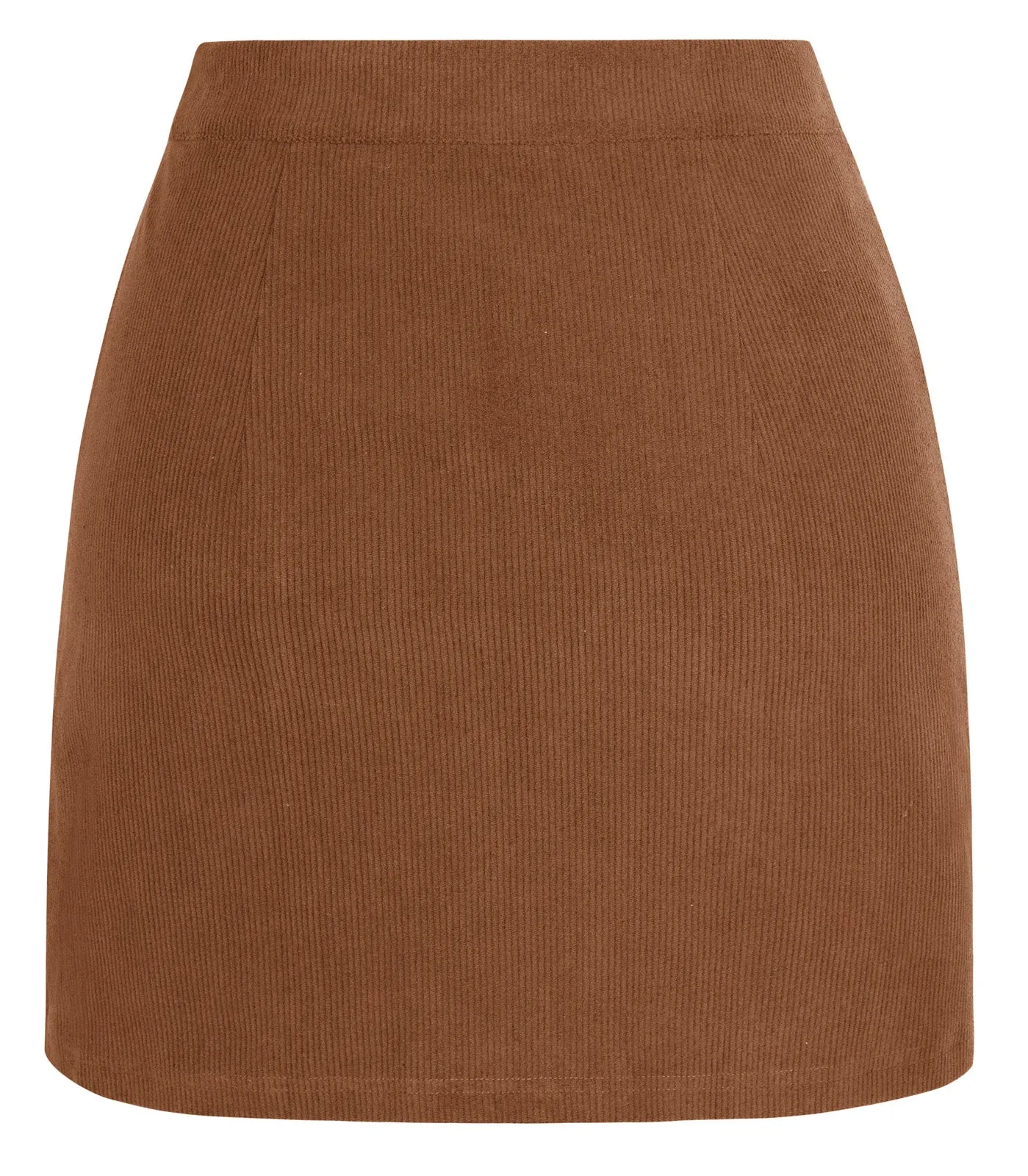 KK Women Corduroy Skirt Casual Elastic Waist Mid-Thigh Length Bodycon Skirt