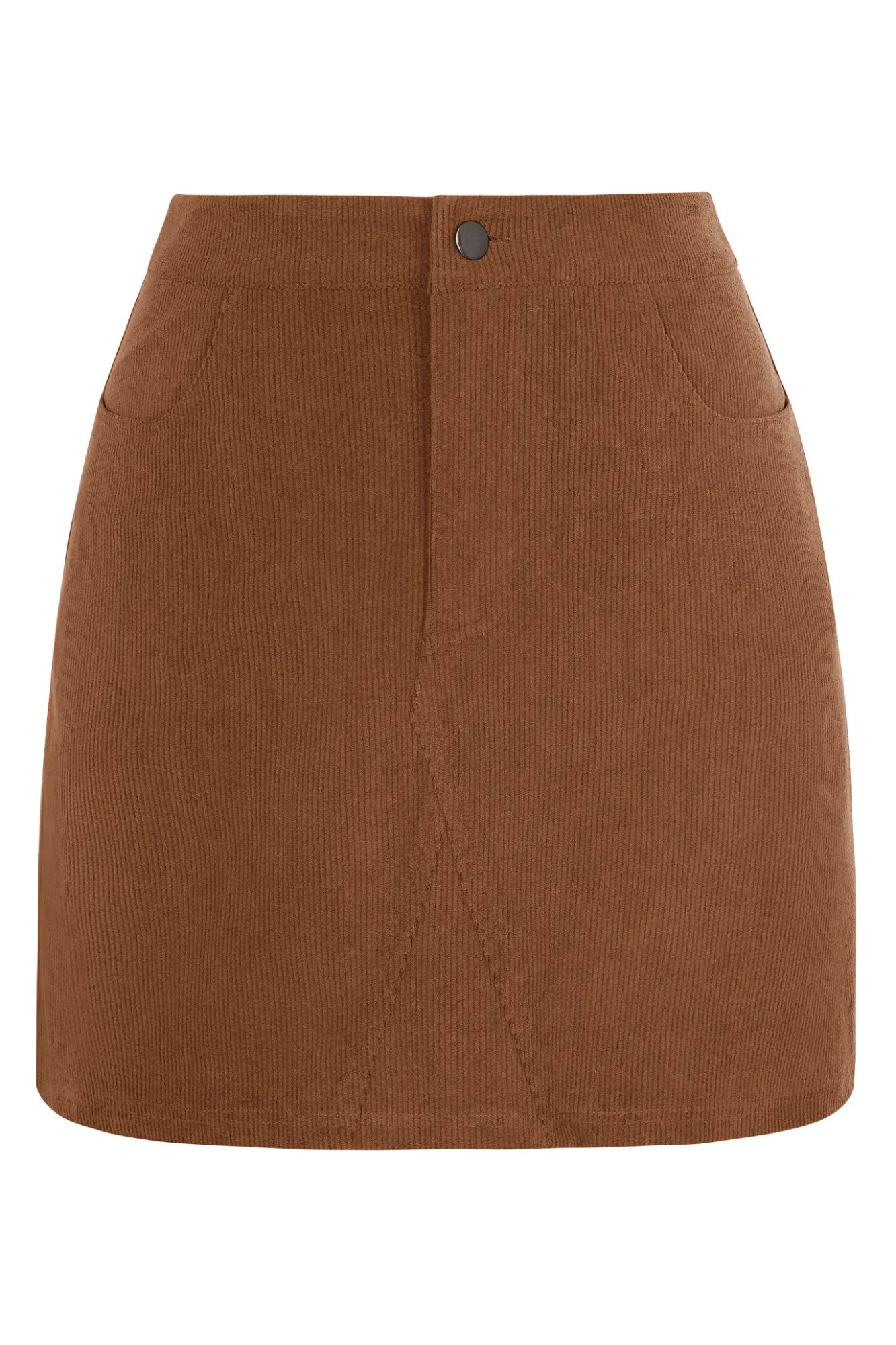 KK Women Corduroy Skirt Casual Elastic Waist Mid-Thigh Length Bodycon Skirt